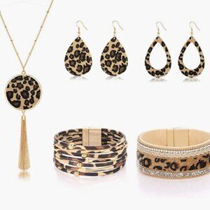5 pcs Leopard Boho Jewelry Set For Women